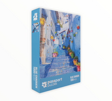 Load image into Gallery viewer, Passport Puzzles 1000 piece jigsaw puzzle Blue Chaouen