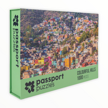 Load image into Gallery viewer, Passport Puzzles 1000 piece jigsaw puzzle Colourful Hills