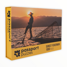 Load image into Gallery viewer, Passport Puzzles 1000 piece jigsaw puzzle Sunset Fisherman