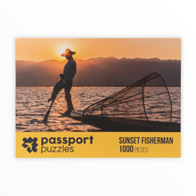 Load image into Gallery viewer, Passport Puzzles 1000 piece jigsaw puzzle Sunset Fisherman