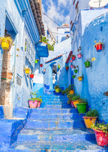 Load image into Gallery viewer, Passport Puzzles 1000 piece jigsaw puzzle Blue Chaouen
